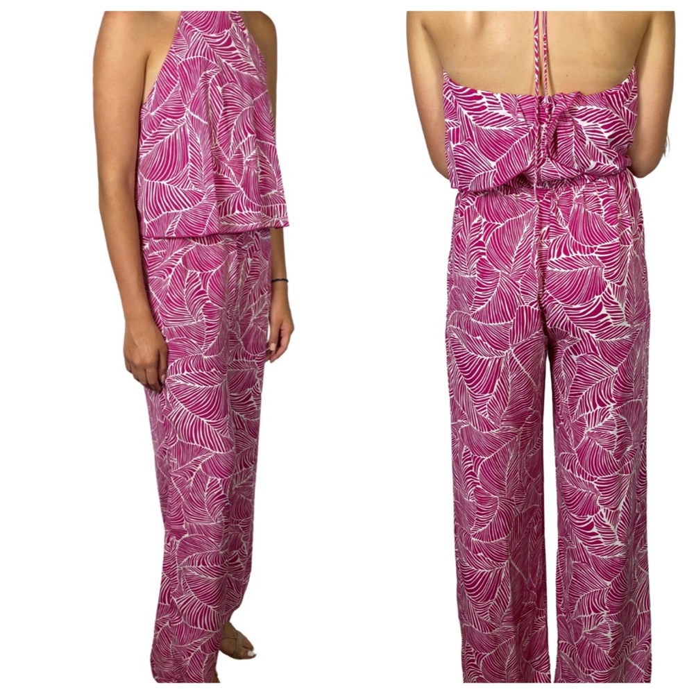 Tyche Tropical Open Back Jumpsuit